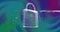 Animation of digital padlock over background with changing colours