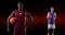 Animation of diverse basketball players over black background