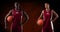 Animation of diverse basketball players over black background