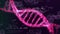 Animation of a DNA strain made of pink dots over mathematics equations