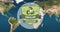 Animation of earth day text and global recycling logo over world map