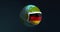 Animation of Earth globe in medical face mask with German Flag on it for bacteria or virus protection. Concept of