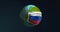 Animation of Earth globe in medical face mask with Russian flag on it for bacteria or virus protection. Concept of