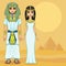 Animation Egyptian family in ancient clothes.