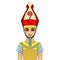 Animation Egyptian Pharaohn the crown of united Egypt and military armor.