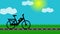 Animation: electric bike in the countryside. Ecologic transportation concept