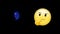 Animation of emoji icon and number nine on black background