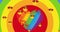 Animation of emoji icons over heart on rainbow background