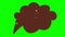 Animation. Empty, blank speech bubble with space for copy text, on a green background. Imagination, idea and startup