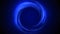 Animation of the energy ring. A chaotic circle-shaped line, a hoop on fire in blue on a gradient background. 4k.