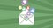 Animation of envelope email icon with social media icons on rotating in seamless loop