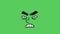 Animation face mark show angry on green background.
