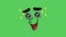 Animation face mark show a sentimental mood on green background.