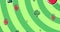 Animation of falling vegetables over globe on green stripes background