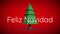 Animation of felix navidad text and snow fallling over spinning christmas tree on red background