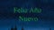Animation of feliz ano nuevo text in green and new year snow falling in night sky