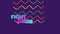 Animation of fight text in blue to purple over zig zag pattern on purple background