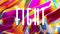 Animation of fight text over colourful abstract shape changing and waving