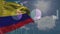 Animation of financial data processing over flag of colombia