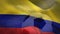 Animation of flag of colombia over football on stadium