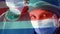 Animation of flag of costa rica waving over female surgeon in operating theatre