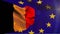 Animation of flag of european union over flag of belgium