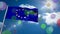 Animation of flag of european union with spots and sunny sky