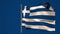 Animation of flag of greece waving on dark blue background