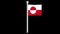 Animation of the flag of greenland waving on a flagpole