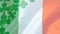 Animation of flag of ireland over clovers