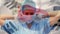 Animation of flag of south korea waving over surgeon in face masks