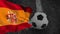 Animation of flag of spain over soccer ball