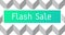 Animation of flash sale text on green banner and 3d grey and white retro pattern