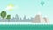 Animation - Flat cartoon panoramic city