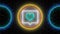 Animation of flickering blue neon digital heart icon in a glowing circle