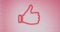 Animation of flickering neon thumbs up icon on pink wall