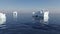 Animation of floating ice mountains in the ocean