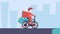 animation food delivery in city on bicycle. 2d