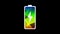 Animation footage video of gradient ribbon charging mobile phone battery status flat icon on black screen background
