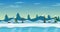 Animation : game background in cartoon style snow mountains and nature trees