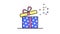 Animation with gift. Holiday icon for logo. Dynamic, minimalistic web design. Present for Birthday, holiday, party, Christmas, New