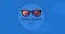 Animation of glasses and sunglasses day over blue background