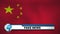 Animation of globe and fake news over flag of china