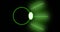 Animation of glowing green circle with rays over black background