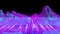 Animation of glowing pink topographic map of mountains and trails