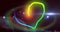 Animation of glowing rainbow heart with prism and stars glistening at night