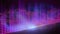 Animation of glowing white vapour moving over stacked purple rectangle lights