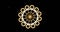 Animation of gold circular design over white stars moving on black background