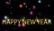 Animation golden text Happy New Year with stars sparkle.