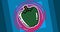 Animation of green pepper in pink circle on concentric blue squares